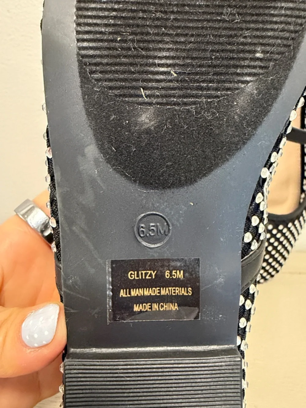 Black Mesh Rhinestone Studded Mary Jane Sincerely Jules Flats - Size 6.5 GUC - Picture 2 of 9